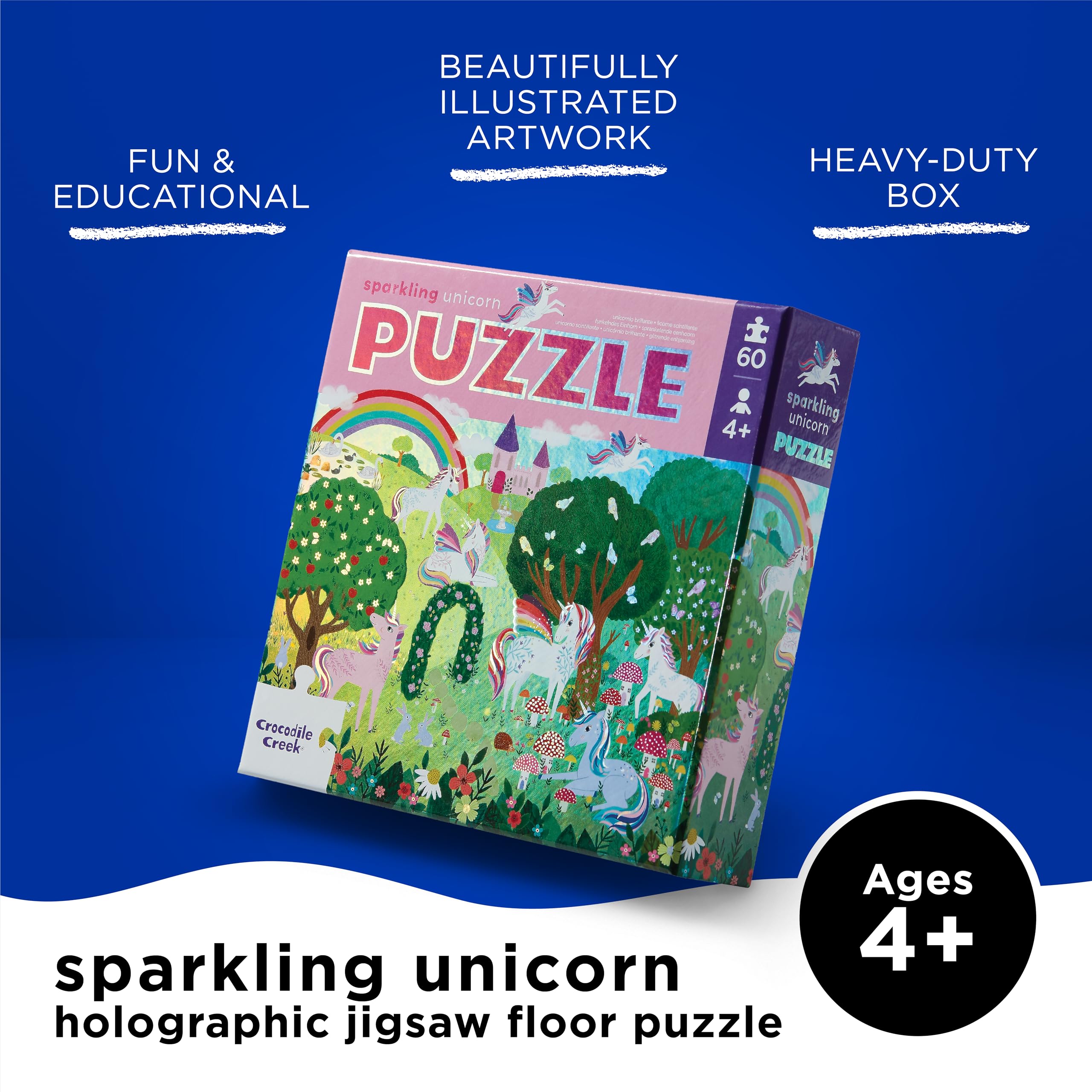 Crocodile Creek 60-Piece Holographic Foil Floor Puzzle for Kids